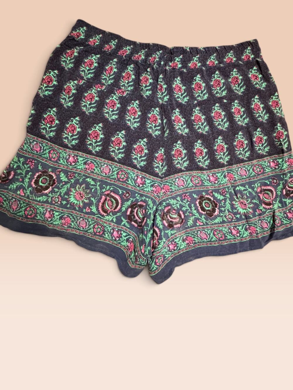 Anthropologie ett:twa Floral Printed Shorts Black Pink Green Size L